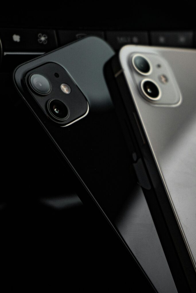 Close-up shot of two stylish smartphones highlighting modern technology.